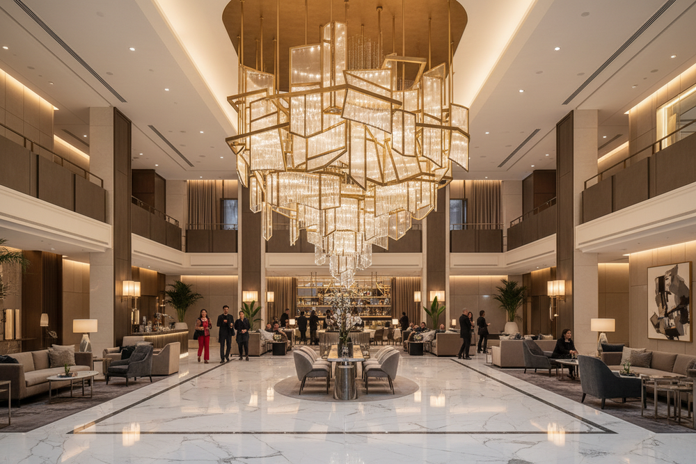 酒店大厅豪华吊灯场景