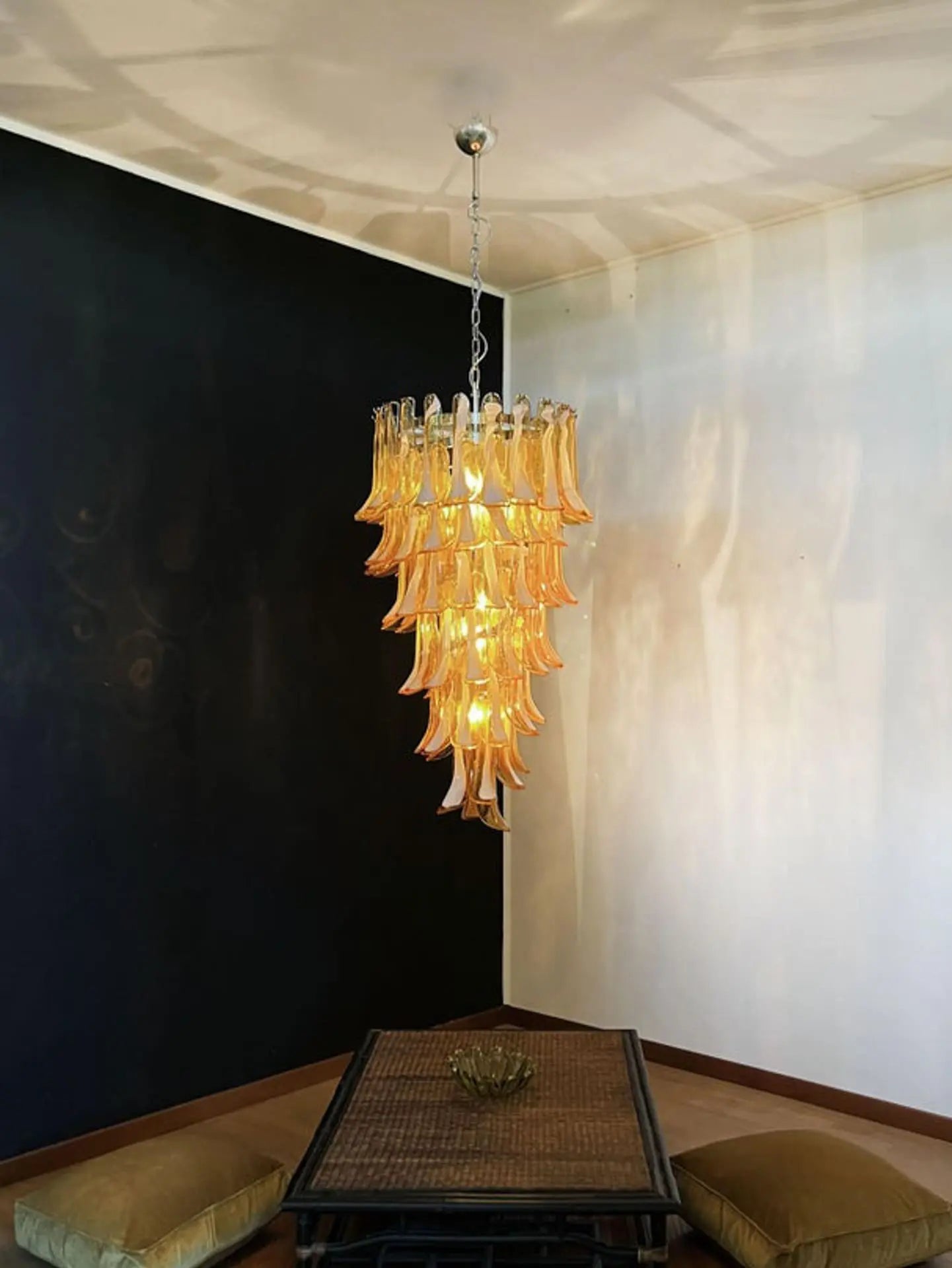Anthesis Art Glass Chandelier – 83 petals – Caramel