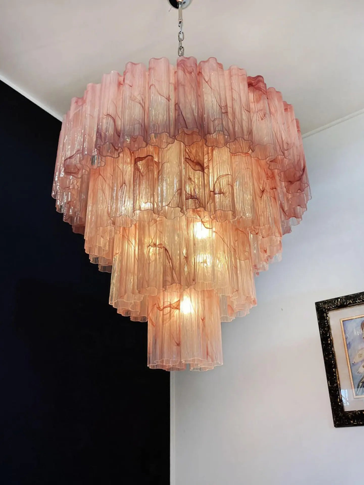 Pastel Art Glass Chandelier - 78 Tubes