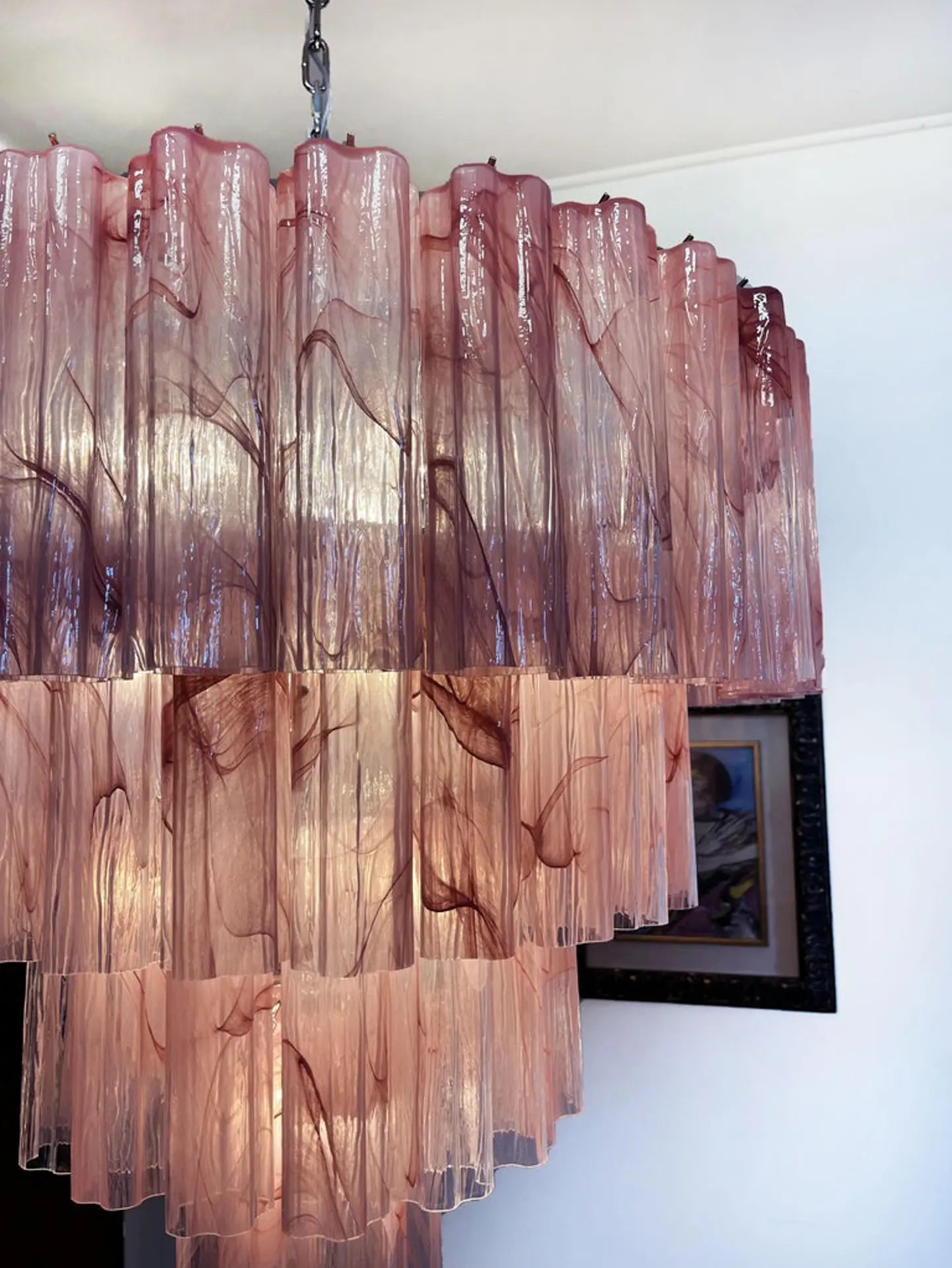 Pastel Art Glass Chandelier - 78 Tubes