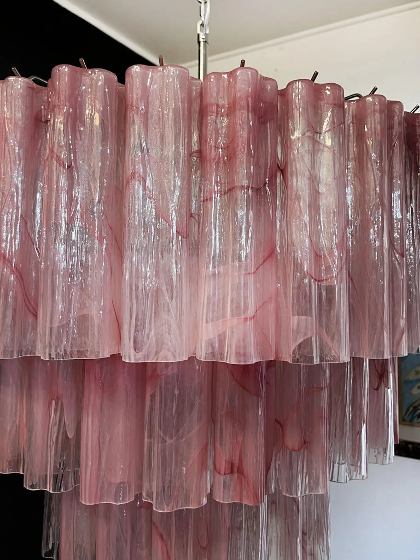 Pastel Art Glass Chandelier - 78 Tubes