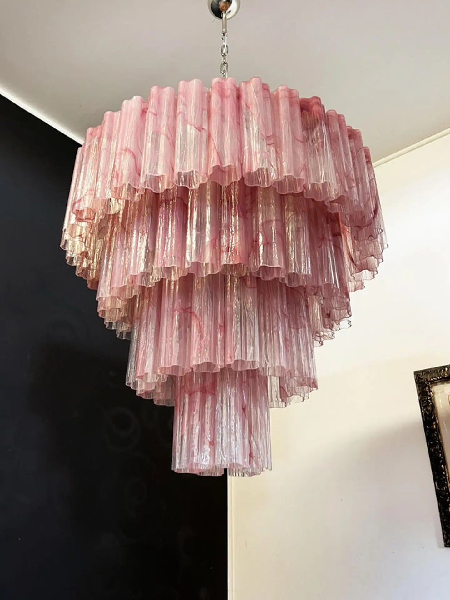 Pastel Art Glass Chandelier - 78 Tubes