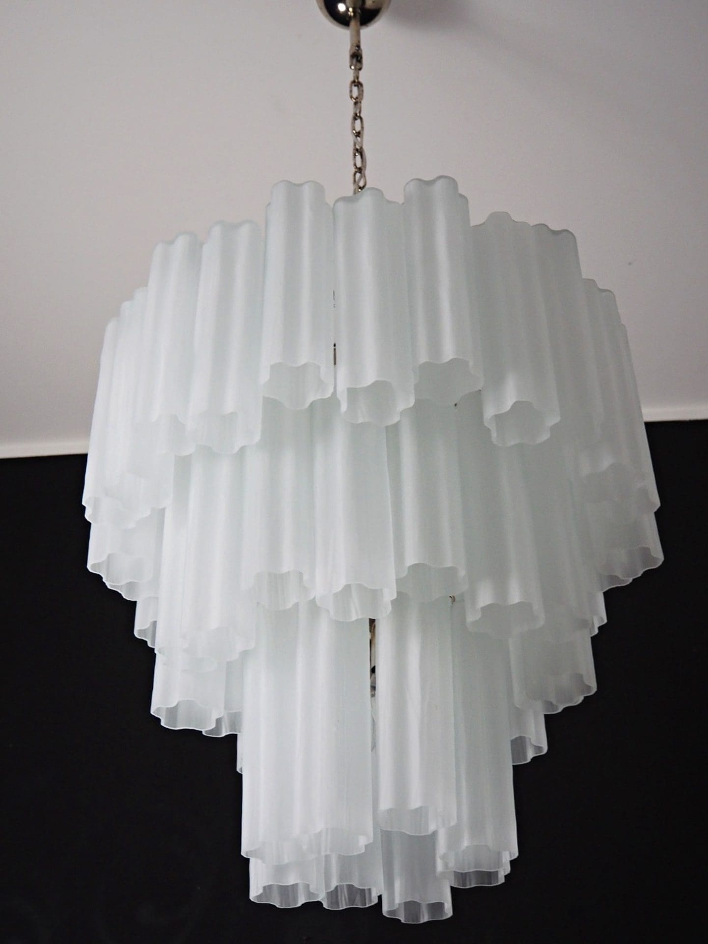 Pastel Art Matte White Glass Chandelier – 48 Tubes