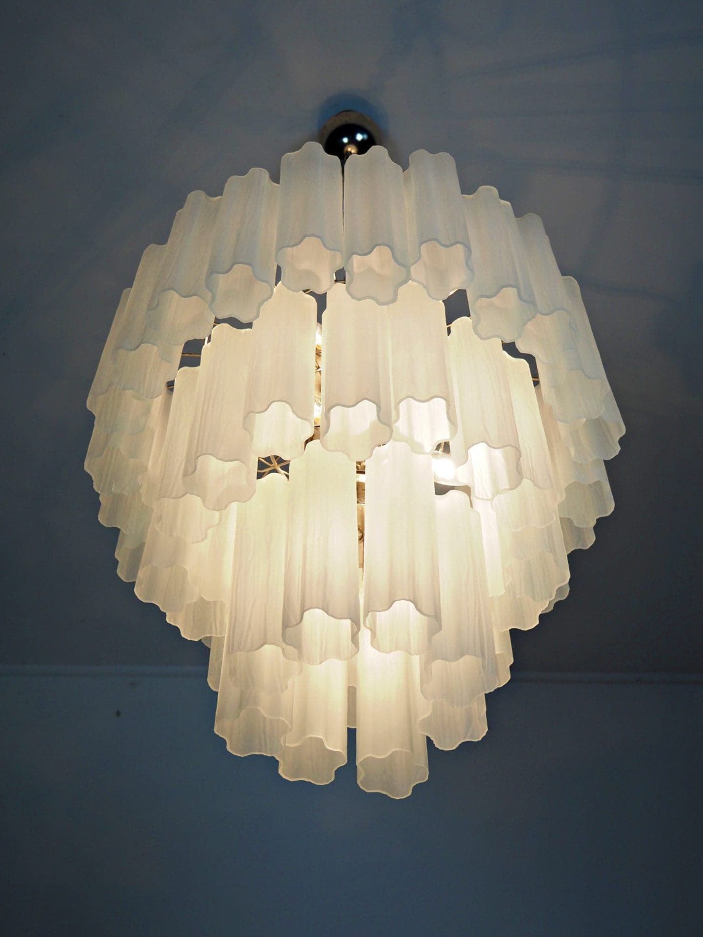 Pastel Art Matte White Glass Chandelier – 48 Tubes