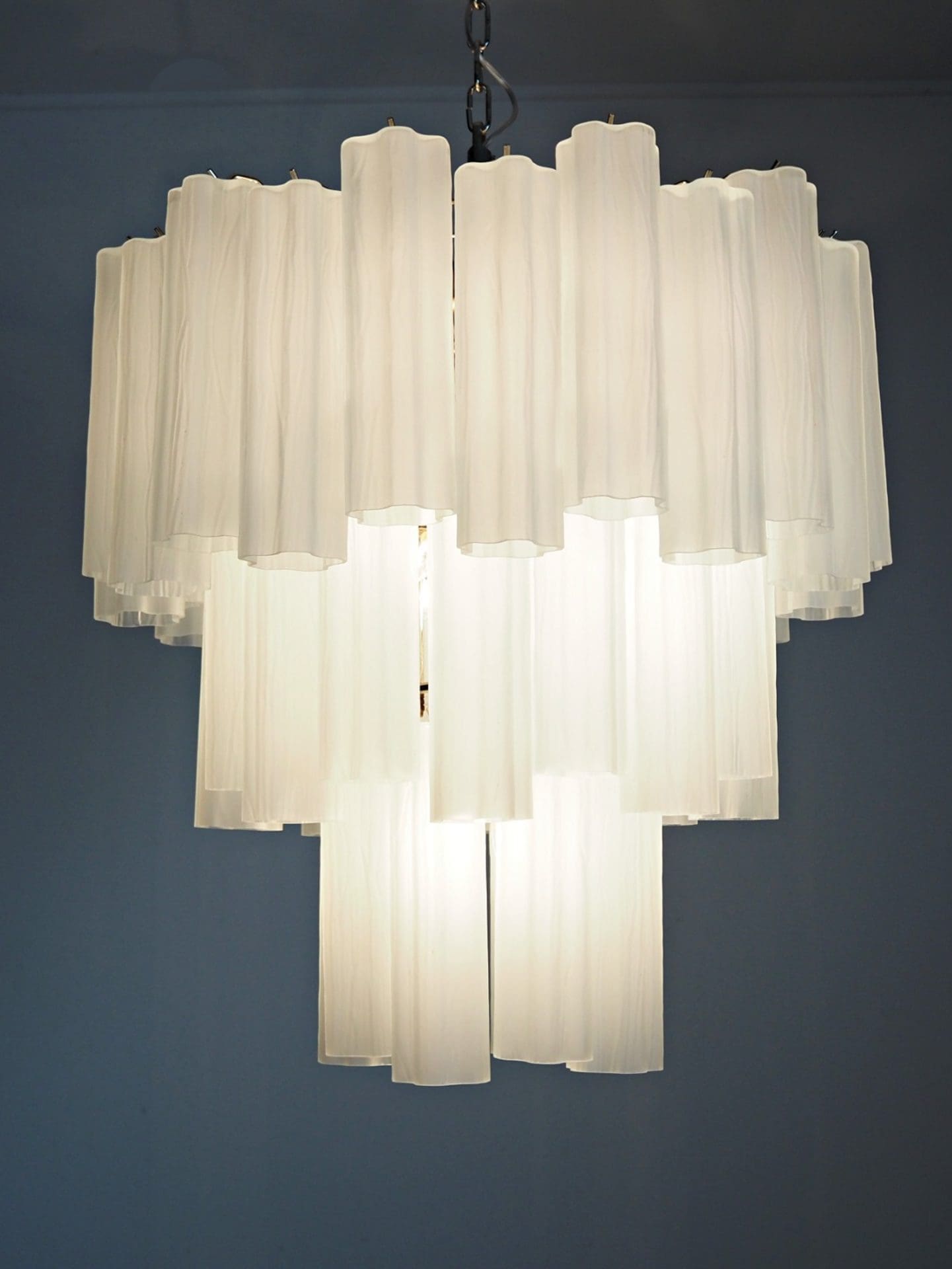 Pastel Art Matte White Glass Chandelier – 48 Tubes