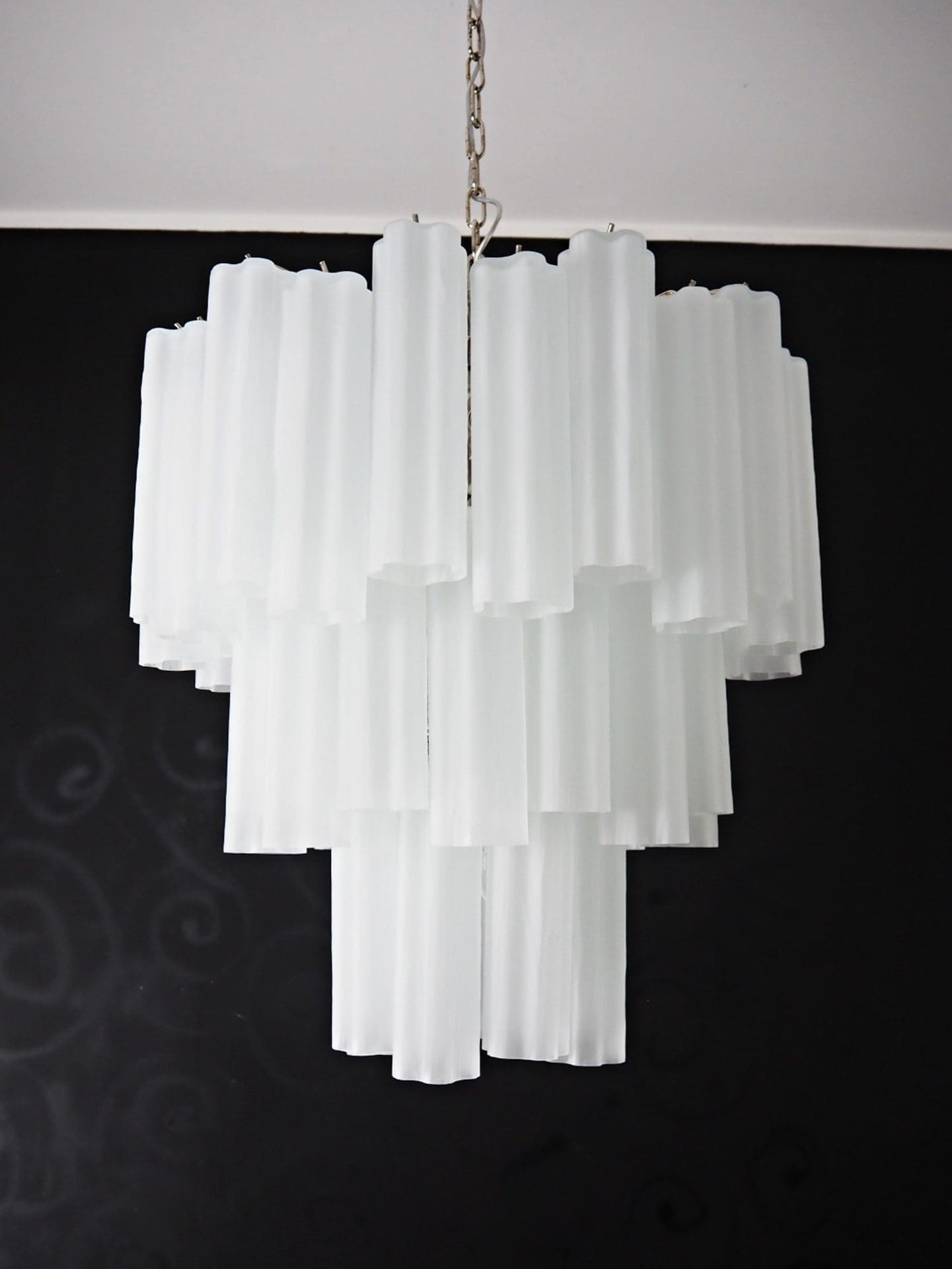 Pastel Art Matte White Glass Chandelier – 48 Tubes