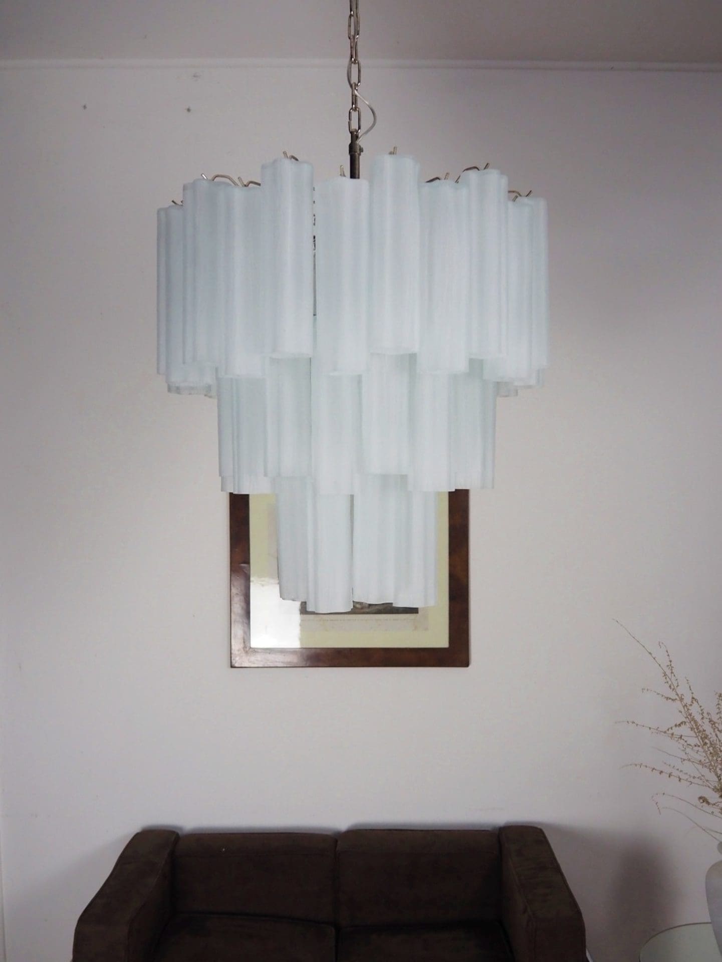 Pastel Art Matte White Glass Chandelier – 48 Tubes