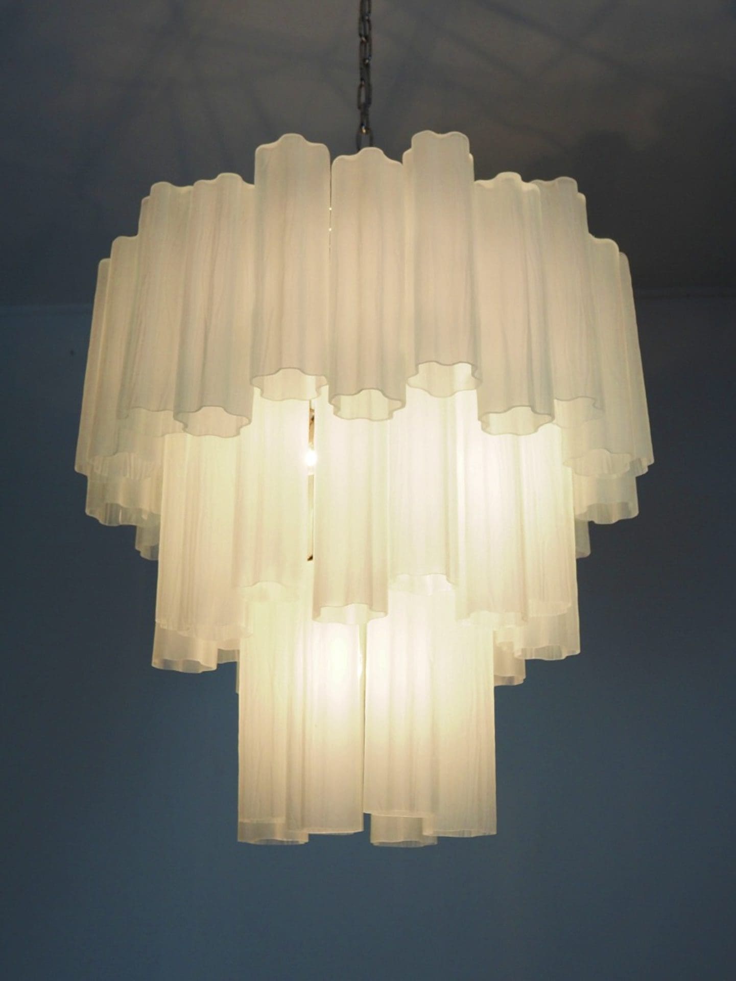 Pastel Art Matte White Glass Chandelier – 48 Tubes