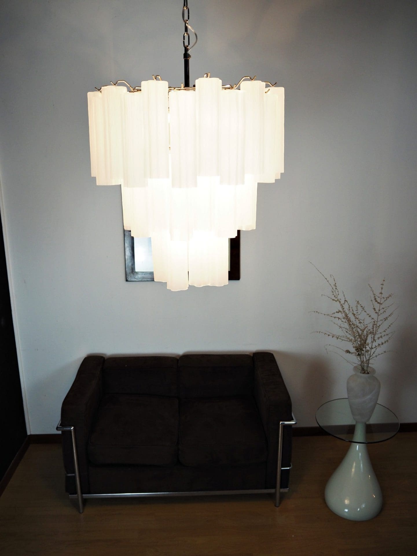 Pastel Art Matte White Glass Chandelier – 48 Tubes