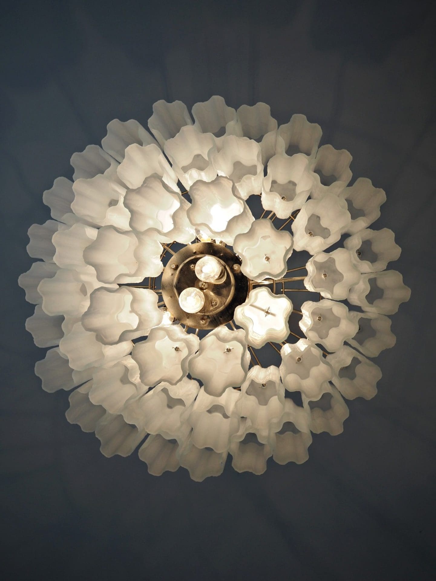 Pastel Art Matte White Glass Chandelier – 48 Tubes