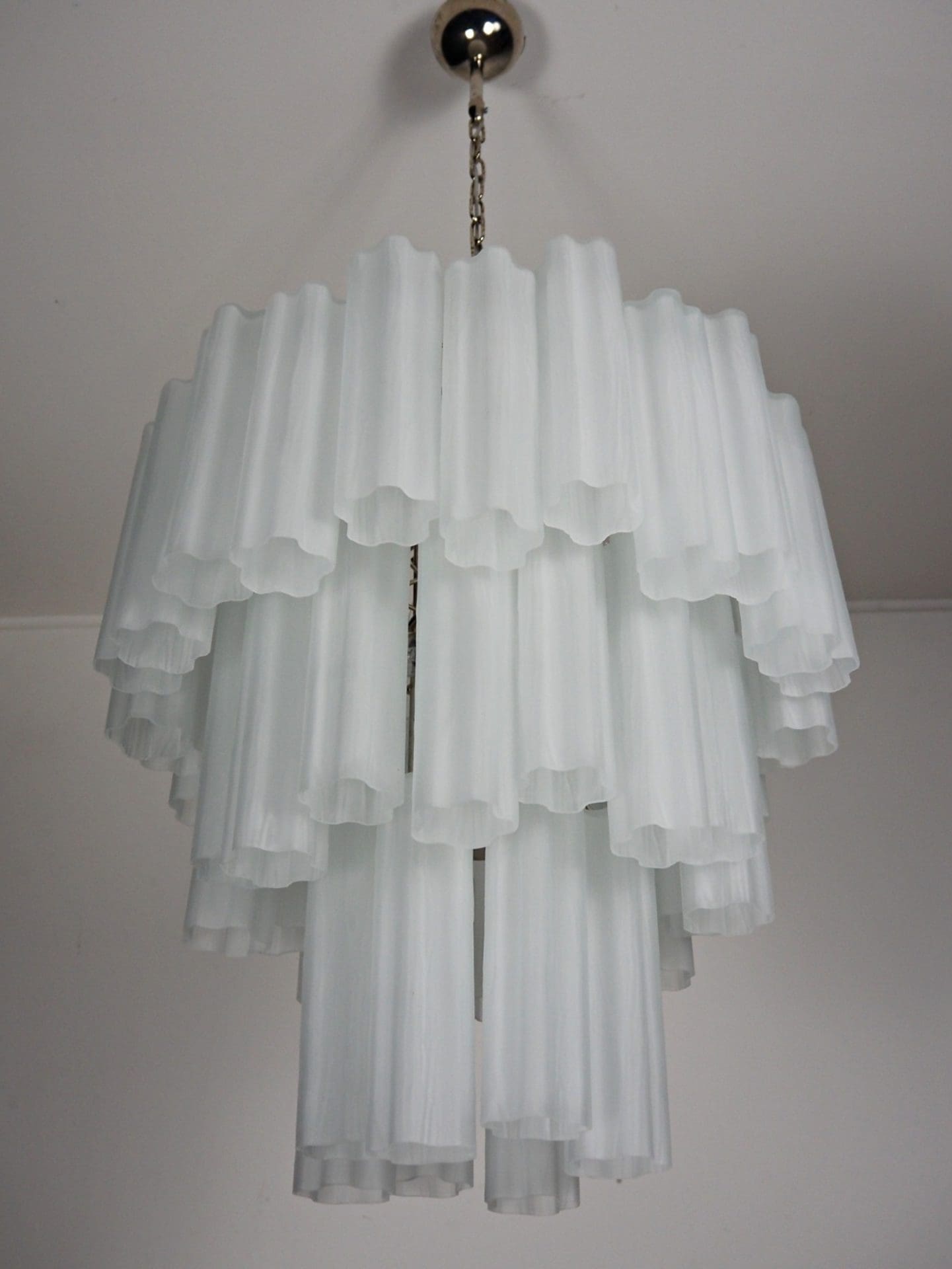 Pastel Art Matte White Glass Chandelier – 48 Tubes