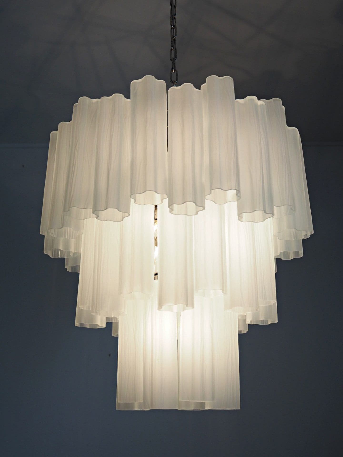 Pastel Art Matte White Glass Chandelier – 48 Tubes