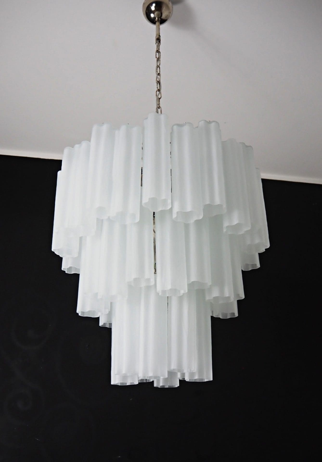 Pastel Art Matte White Glass Chandelier – 48 Tubes