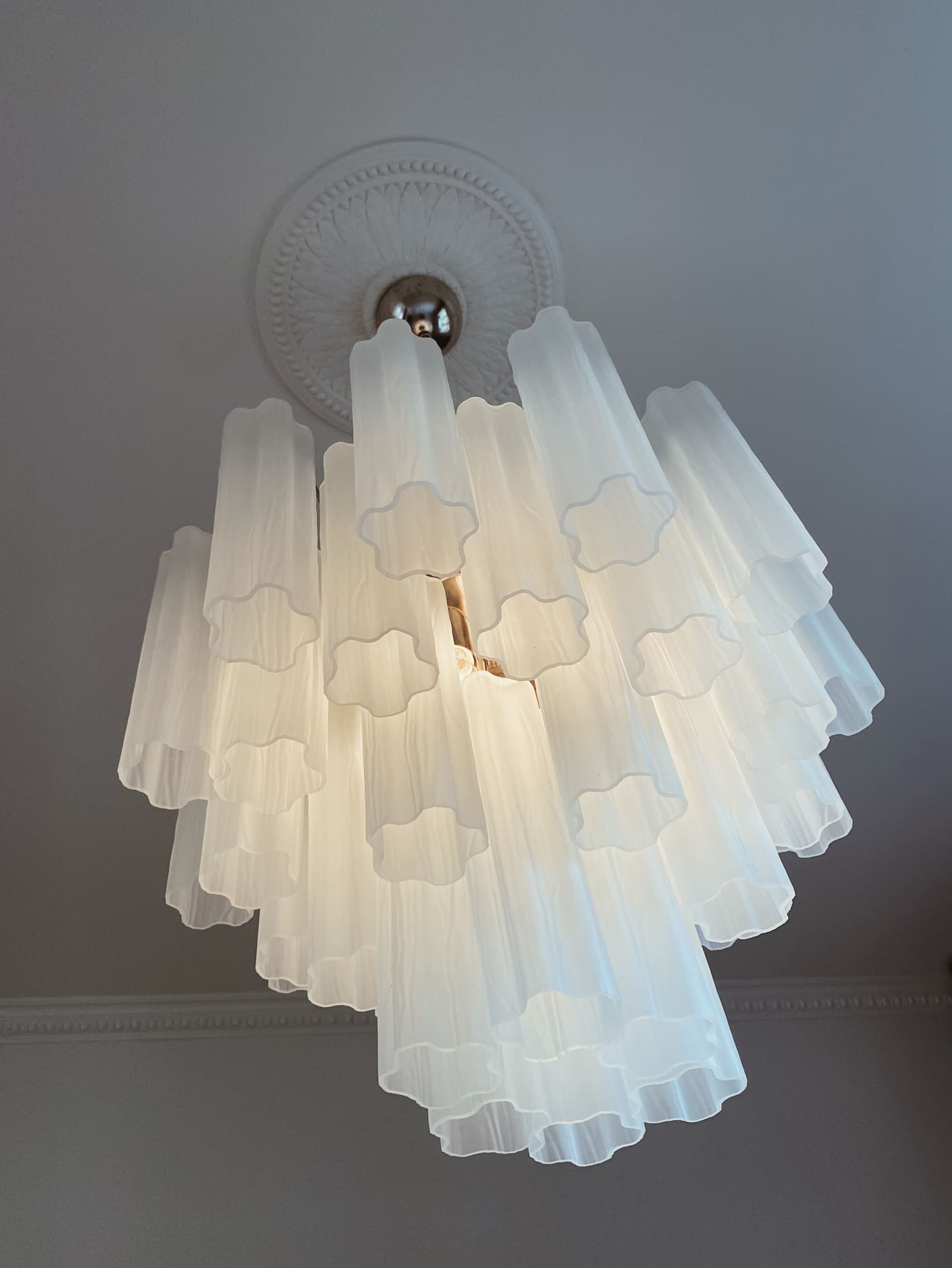 Pastel Art Matte white Glass Chandelier – 36 Tubes