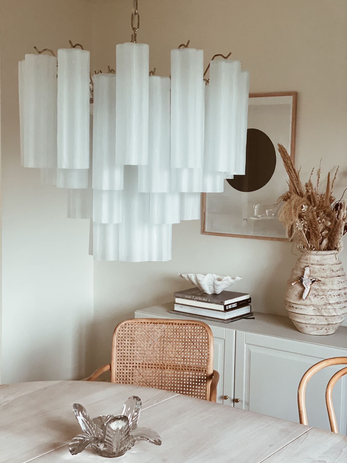 Pastel Art Matte white Glass Chandelier – 36 Tubes