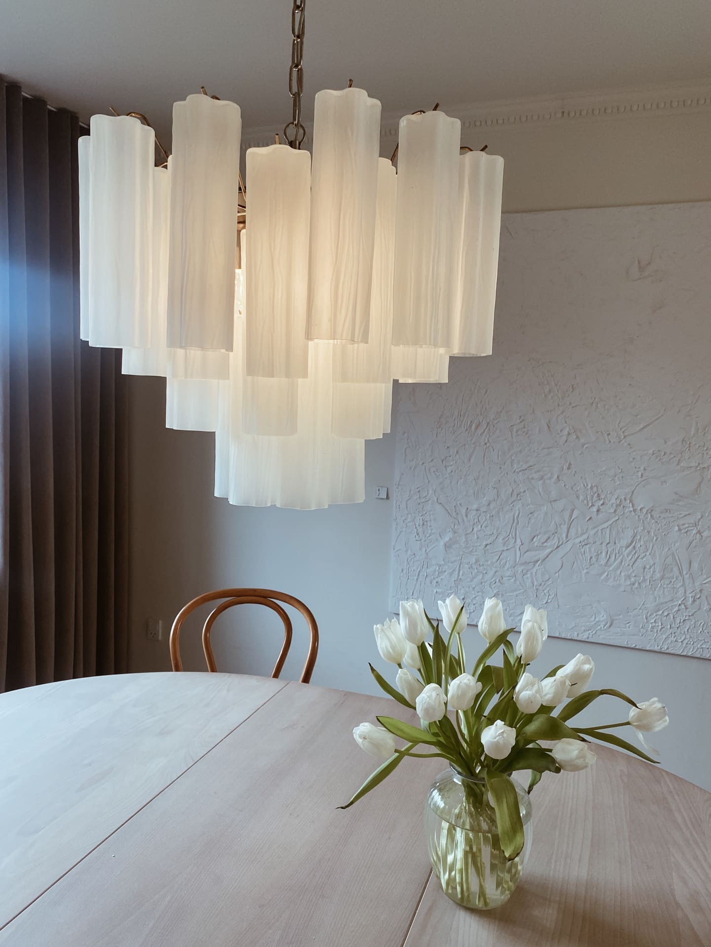 Pastel Art Matte white Glass Chandelier – 36 Tubes