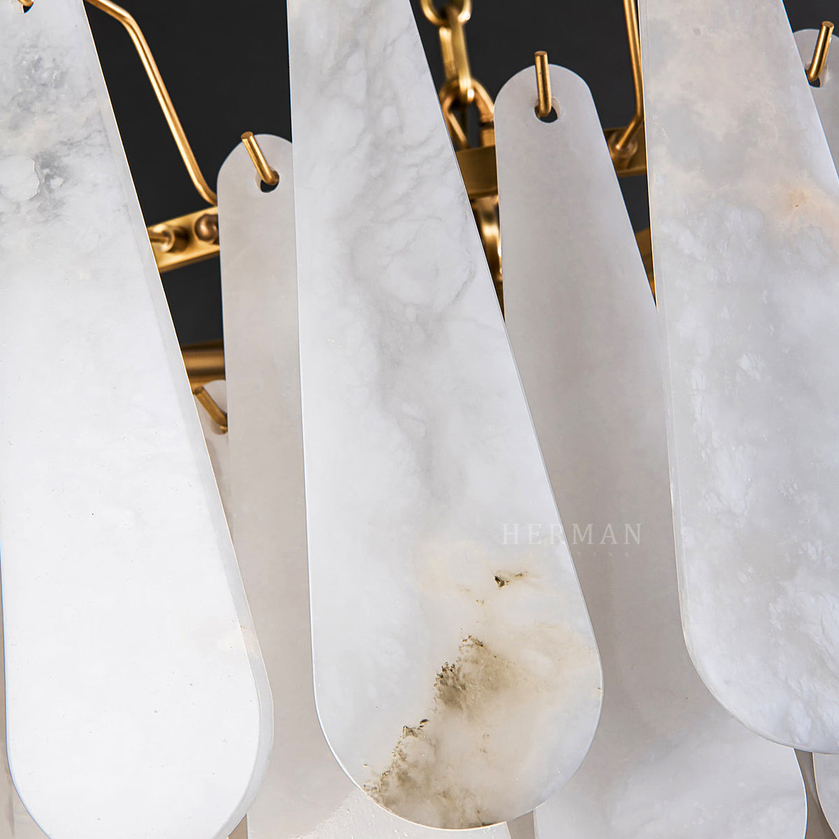 Alabaster Feathery Chandelier 21.7" D 31.5" D