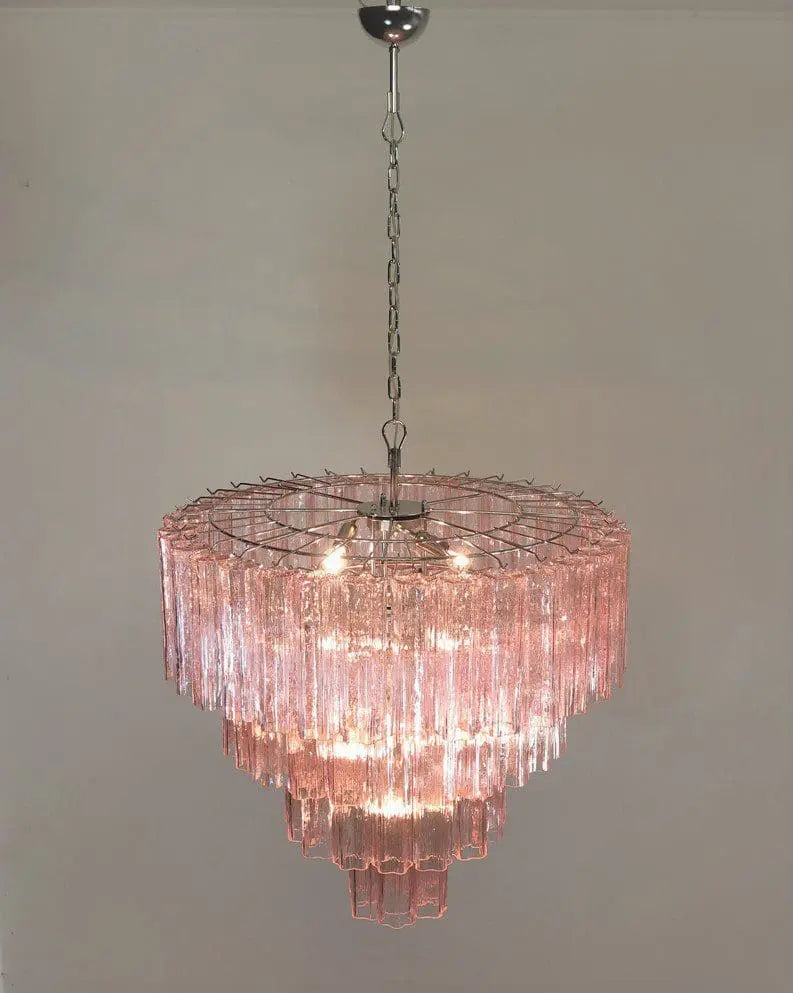Pastel Art Pink Glass Chandelier – 78 Tubes