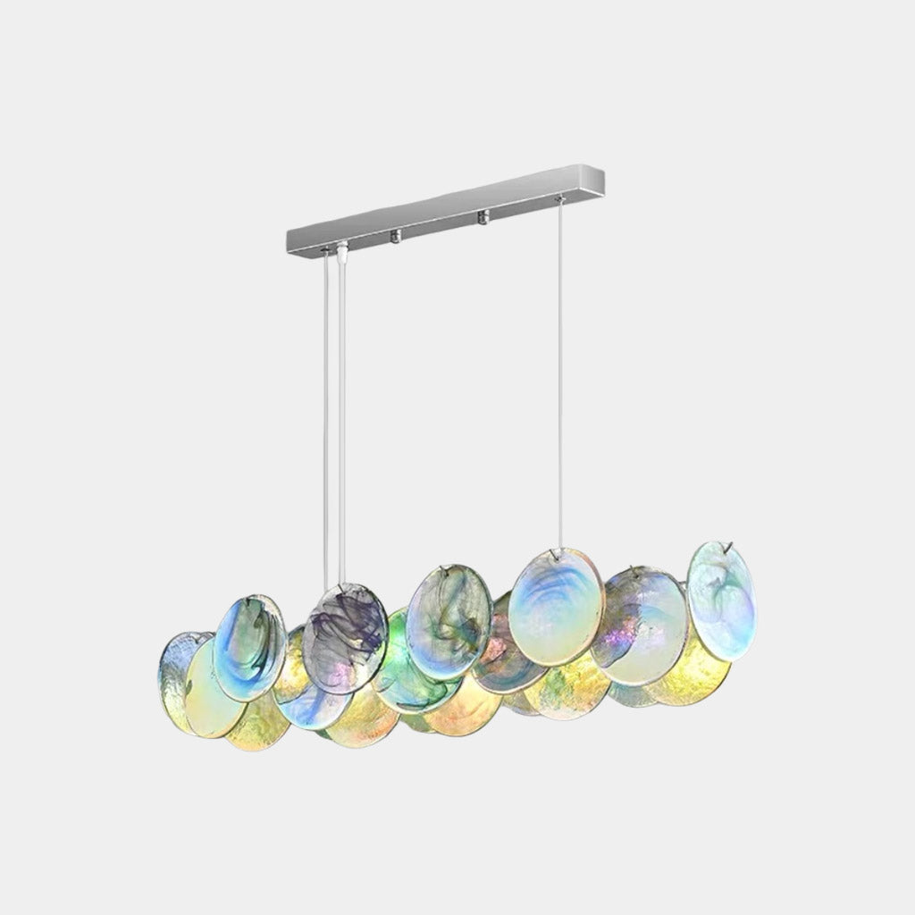 Cobalt Aura Glass Disc Chandelier---Pink & Green