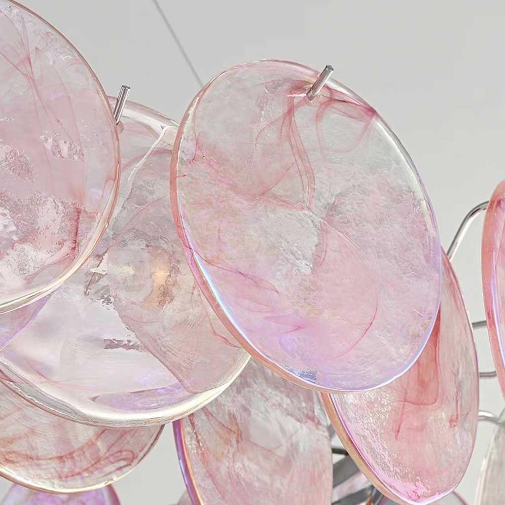Cobalt Aura Glass Disc Chandelier---Pink & Green