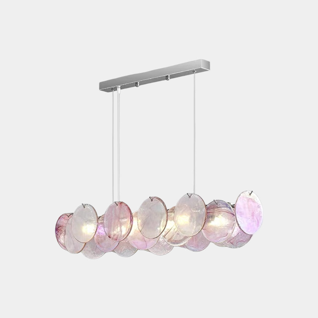Cobalt Aura Glass Disc Chandelier---Pink & Green