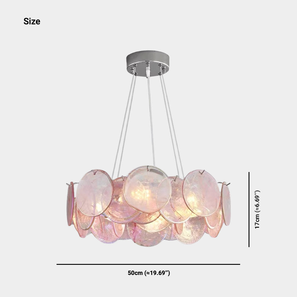 Cobalt Aura Glass Disc Chandelier---Pink & Green