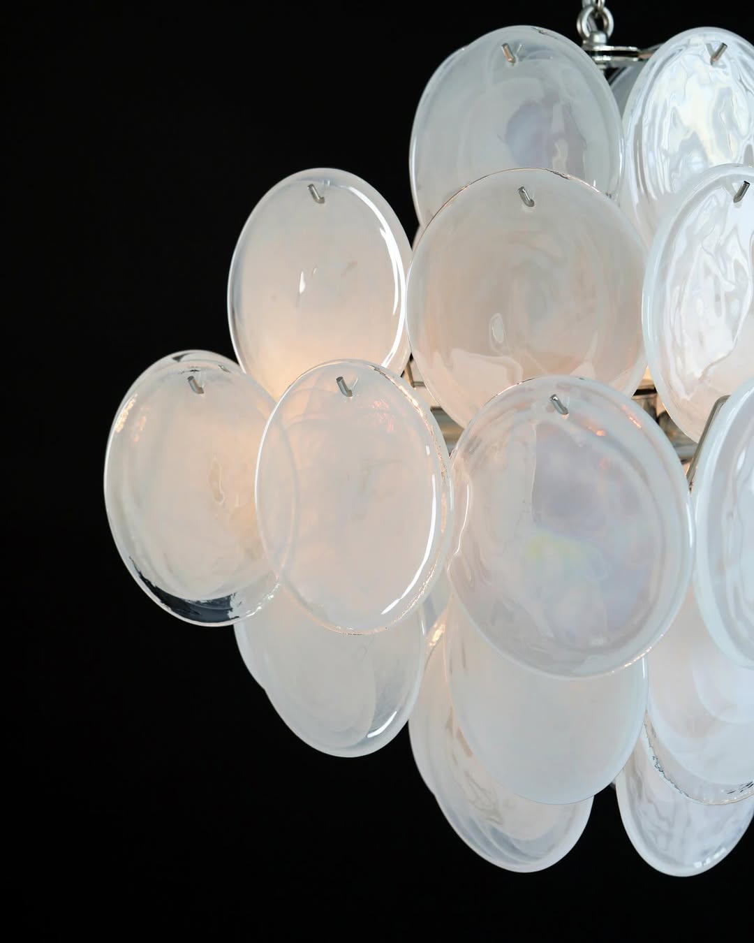 Cobalt Aura Glass Disc Chandelier---White