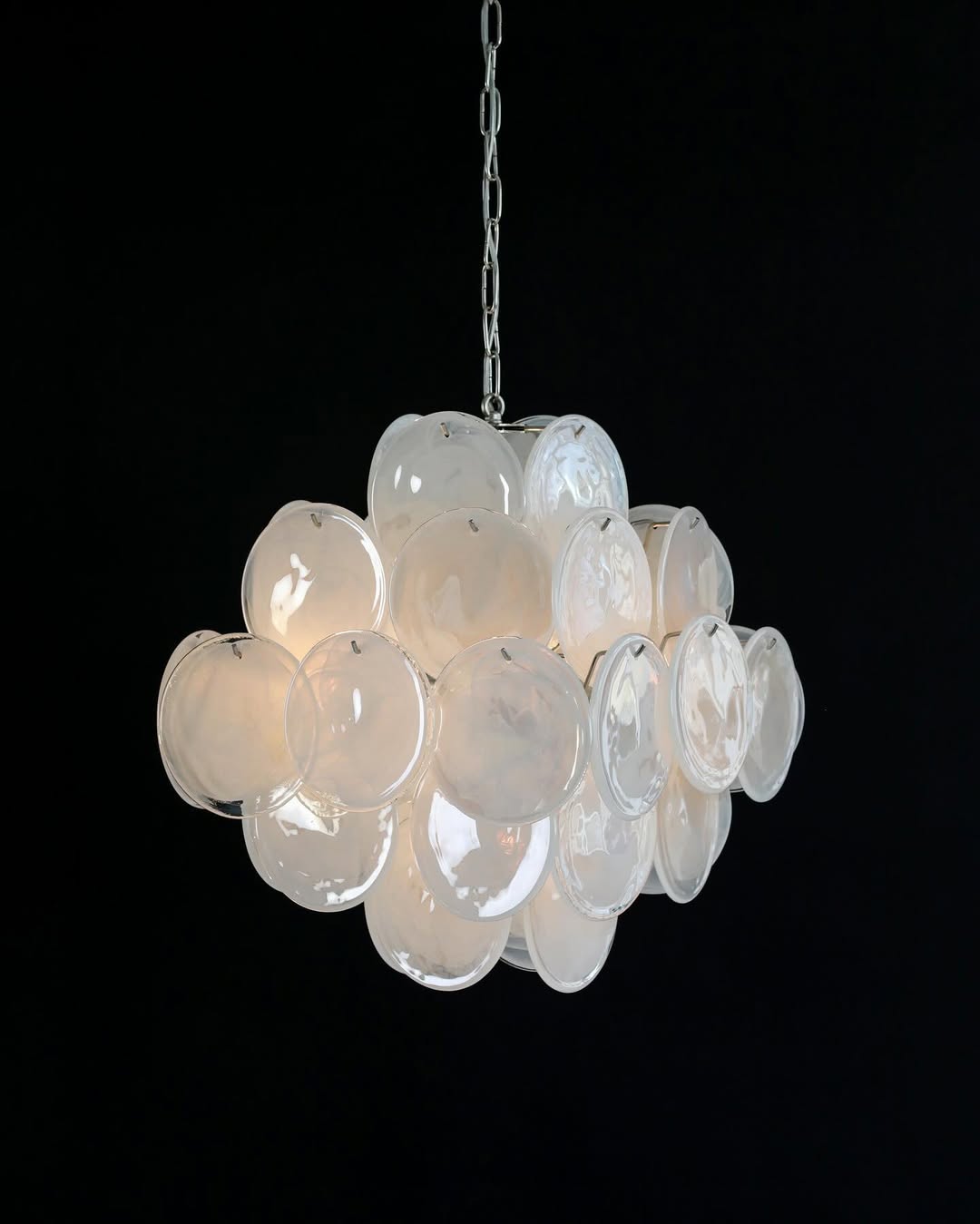 Cobalt Aura Glass Disc Chandelier---White