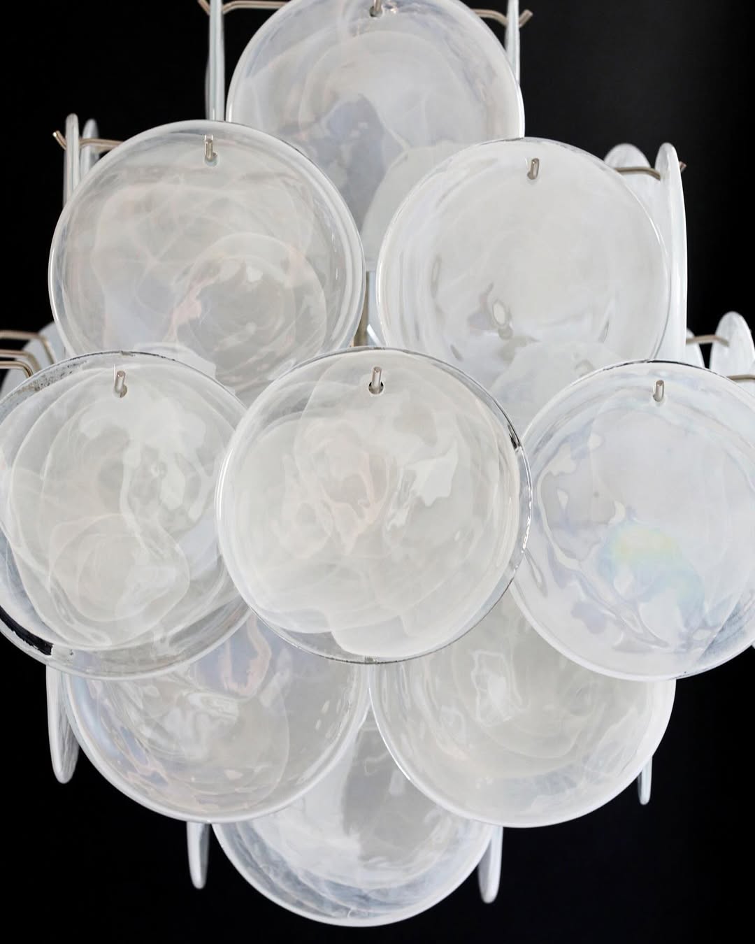 Cobalt Aura Glass Disc Chandelier---White