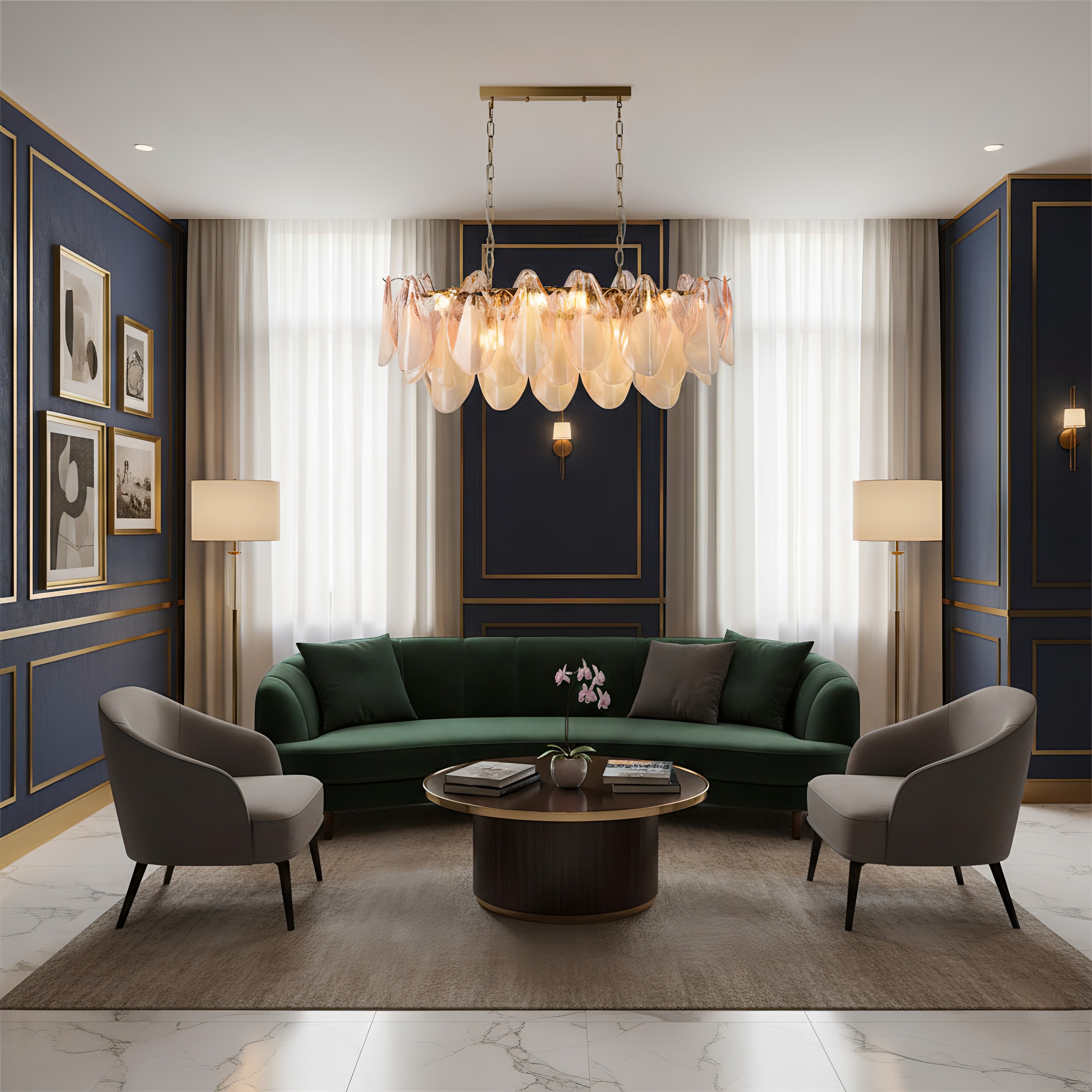 Anthesis Art Glass Chandelier-Pink