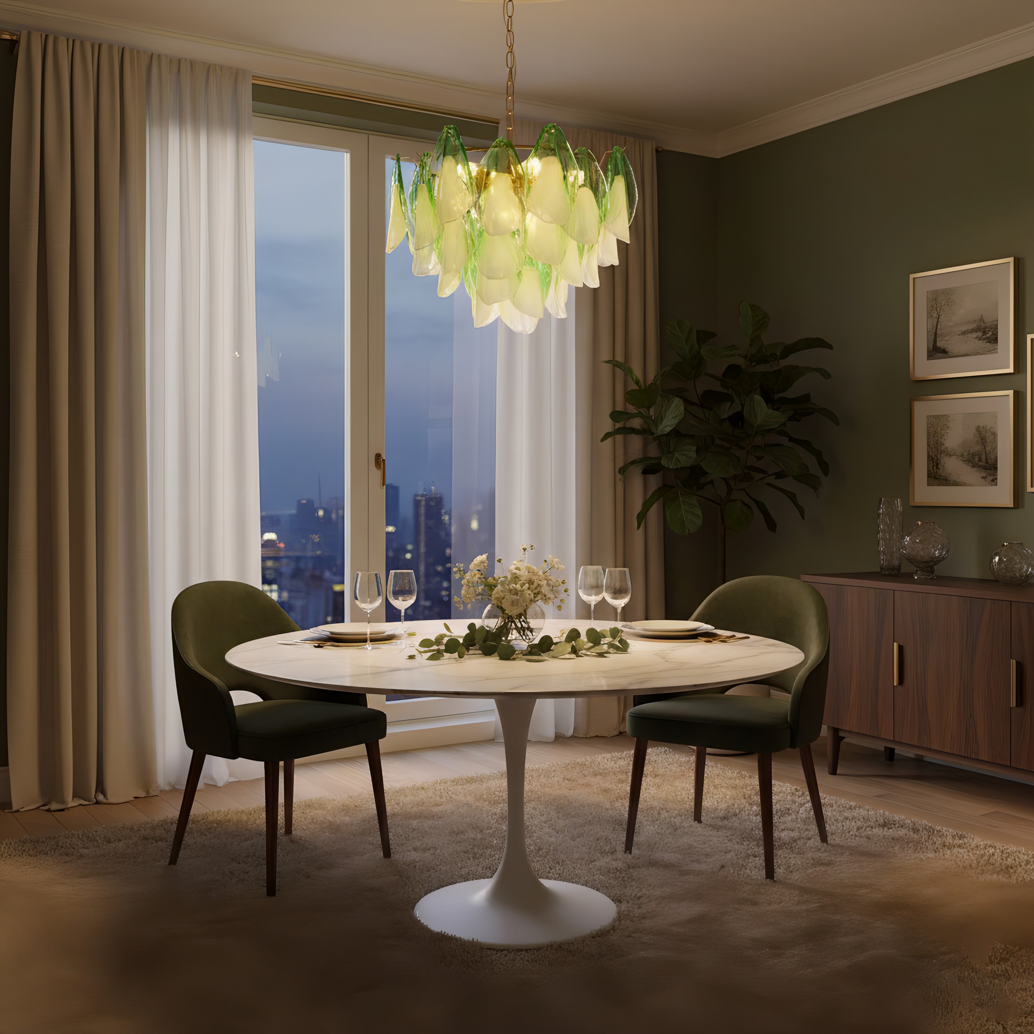 Anthesis Art Glass Chandelier-Pink