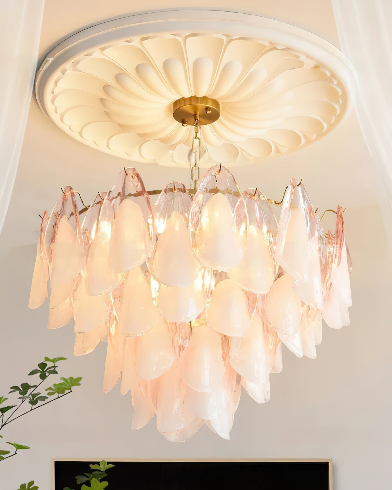 Anthesis Art Glass Chandelier-Pink