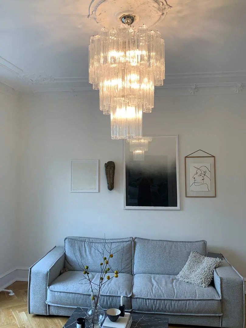 Pastel Art Glass Chandelier – 48 Tubes – Transparent