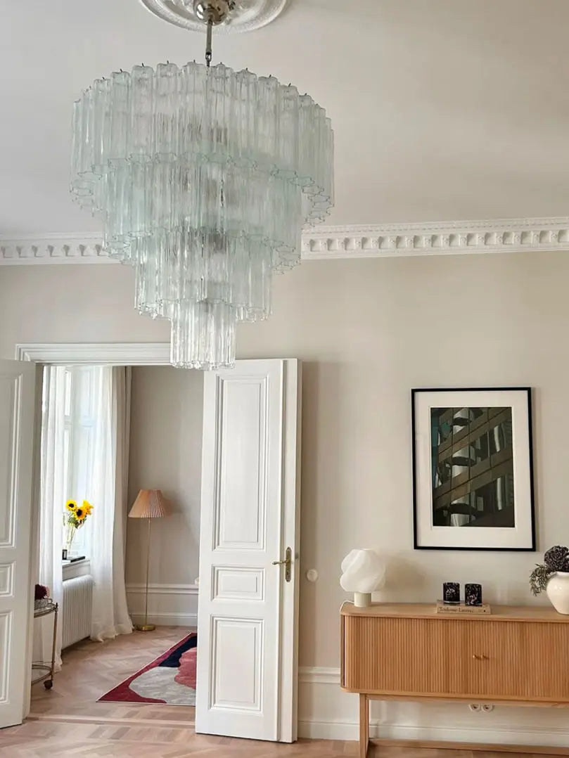 Pastel Art Transparent Glass Chandelier – 78 Tubes