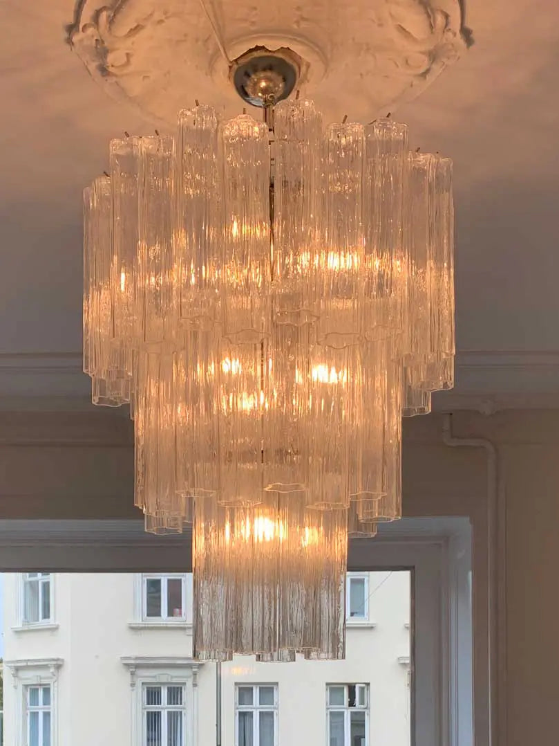 Pastel Art Glass Chandelier – 48 Tubes – Transparent
