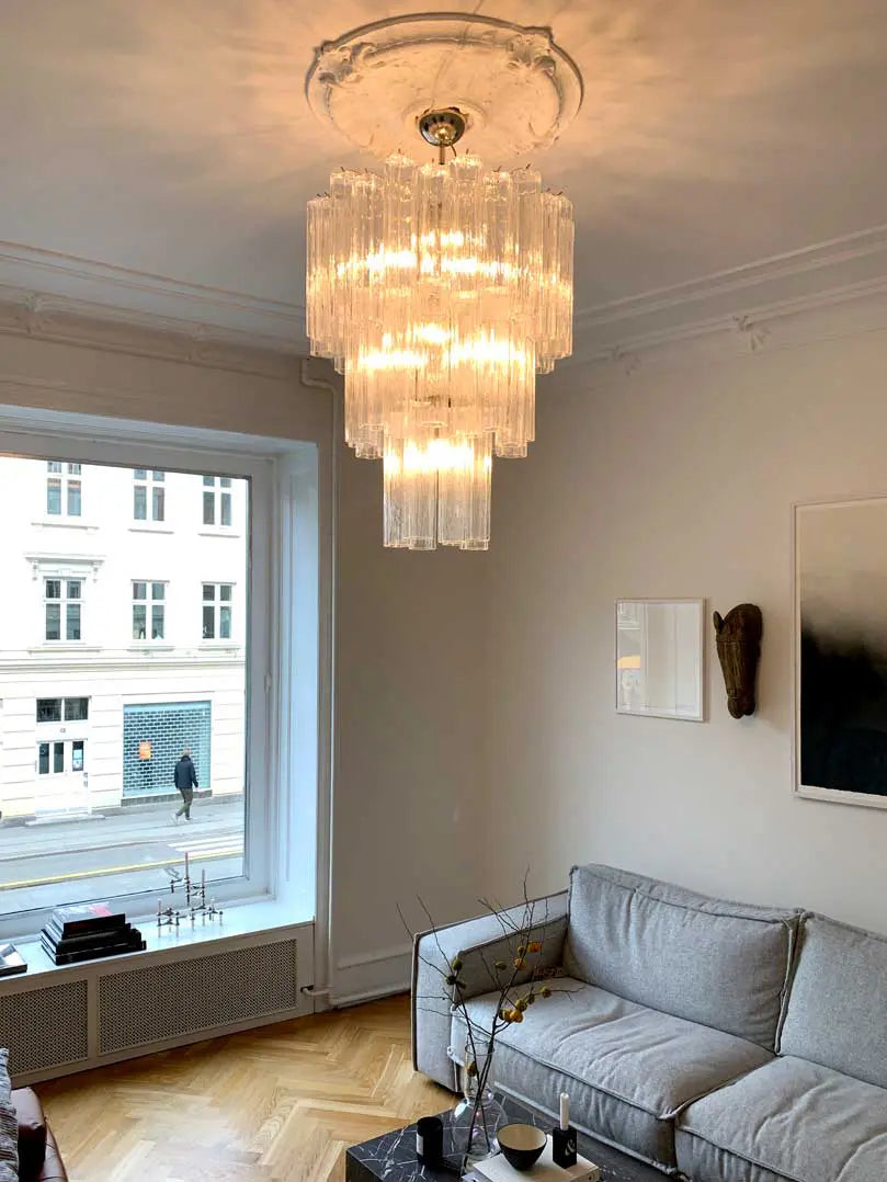 Pastel Art Glass Chandelier – 48 Tubes – Transparent