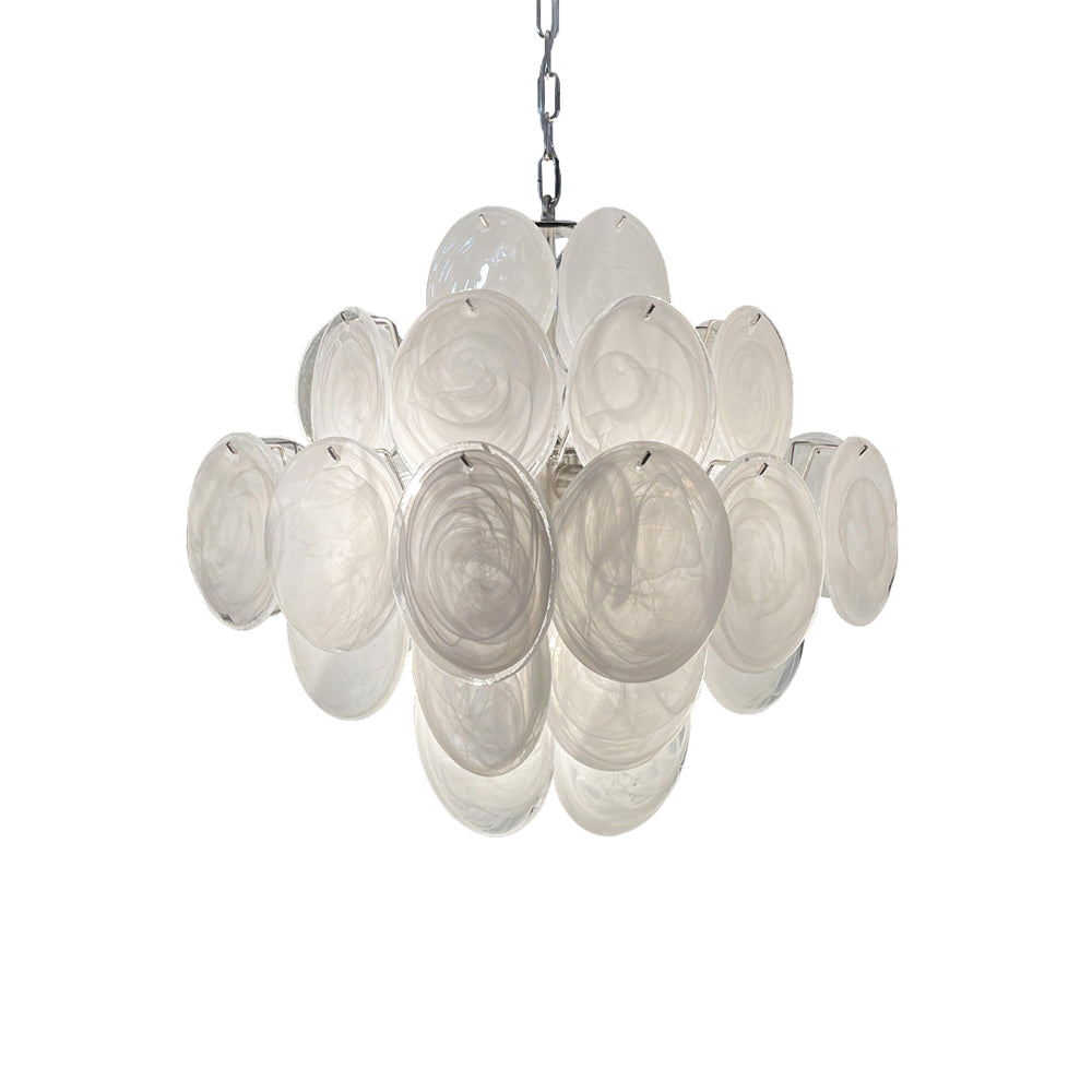 Cobalt Aura Glass Disc Chandelier---White