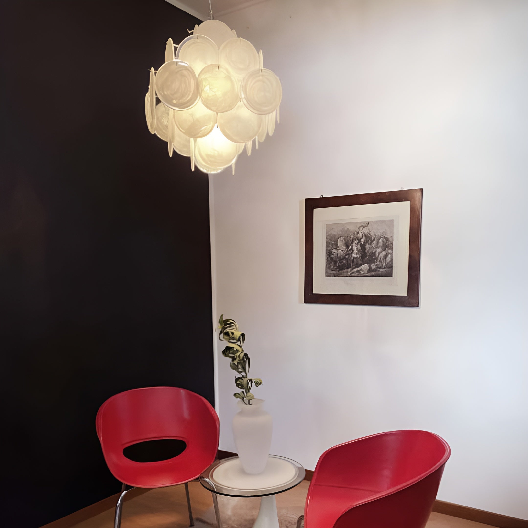 Cobalt Aura Glass Disc Chandelier---White