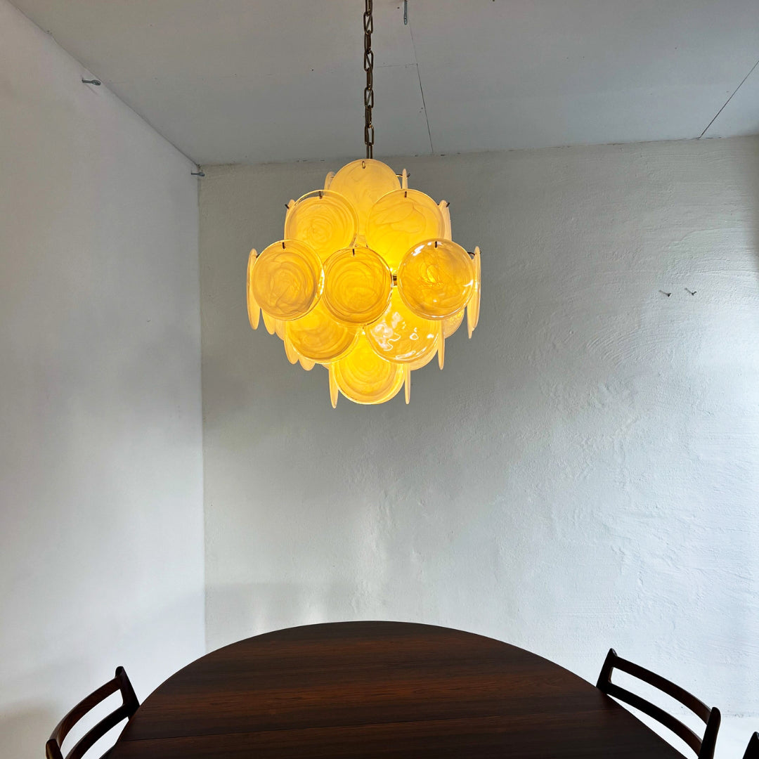 Cobalt Aura Glass Disc Chandelier---White