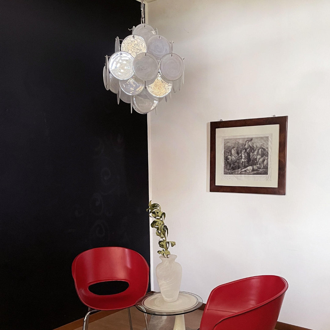 Cobalt Aura Glass Disc Chandelier---White