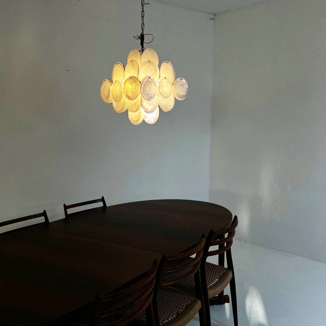 Cobalt Aura Glass Disc Chandelier---White