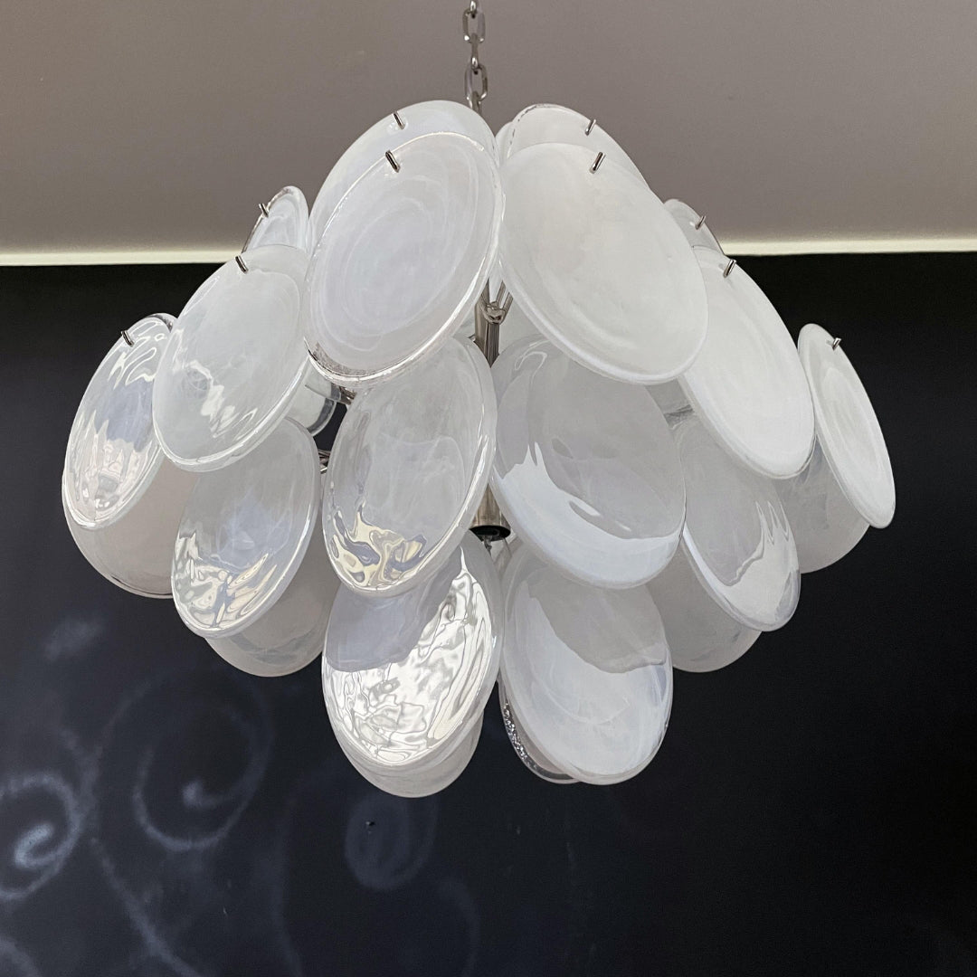Cobalt Aura Glass Disc Chandelier---White