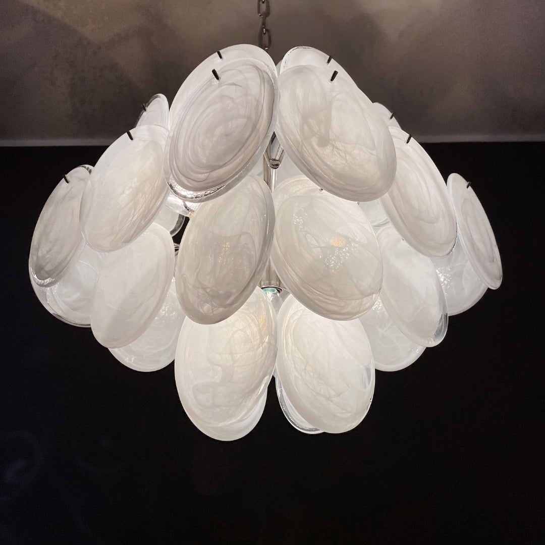 Cobalt Aura Glass Disc Chandelier---White