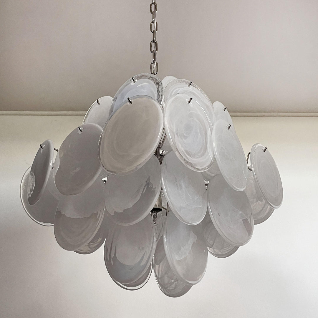 Cobalt Aura Glass Disc Chandelier---White
