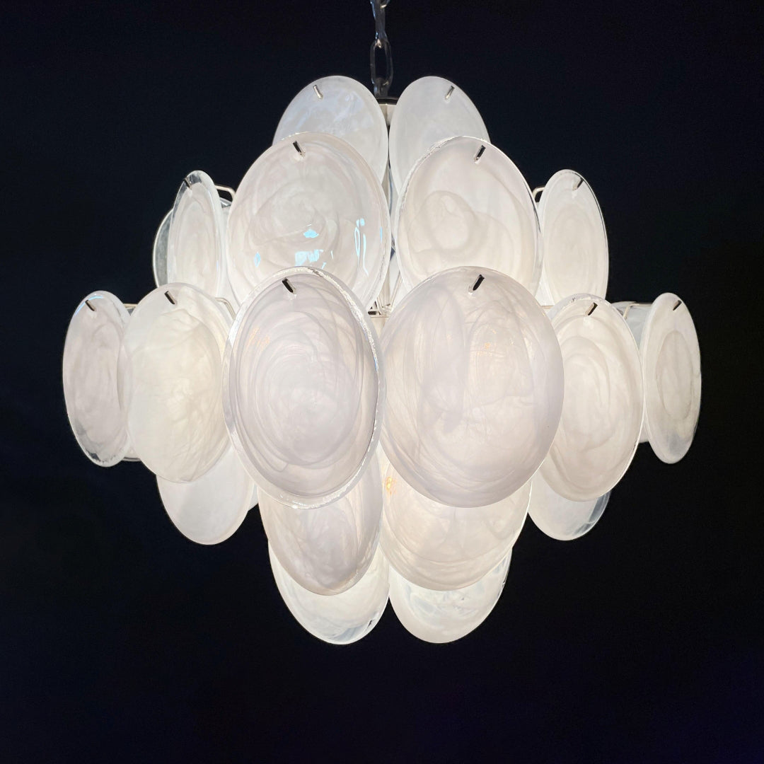 Cobalt Aura Glass Disc Chandelier---White
