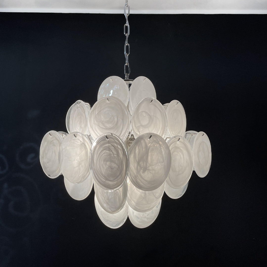 Cobalt Aura Glass Disc Chandelier---White