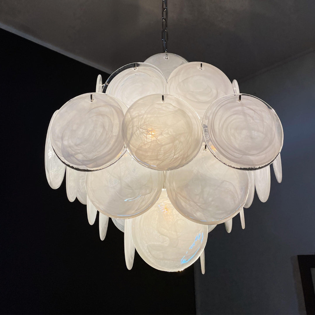 Cobalt Aura Glass Disc Chandelier---White