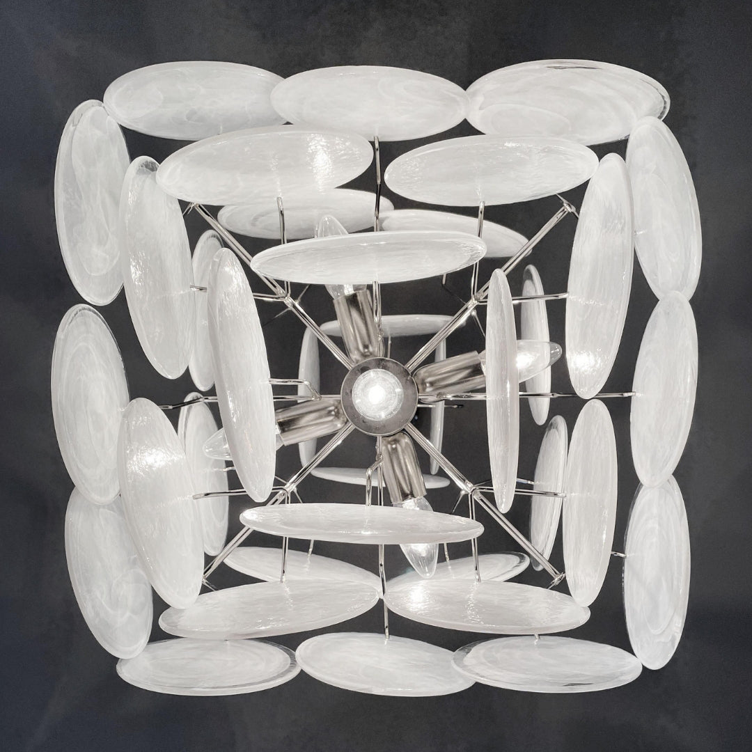 Cobalt Aura Glass Disc Chandelier---White