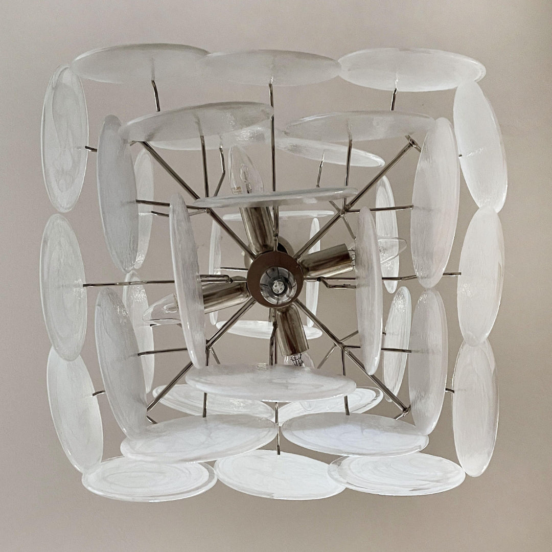 Cobalt Aura Glass Disc Chandelier---White