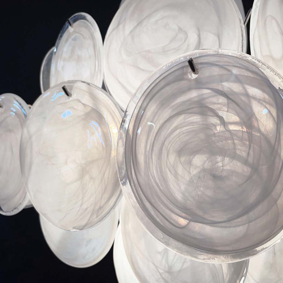 Cobalt Aura Glass Disc Chandelier---White